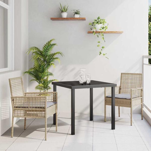 ARDEBO.de - 3-teiliges Garten Essgruppe mit Kissen ? Beiges Poly Rattan