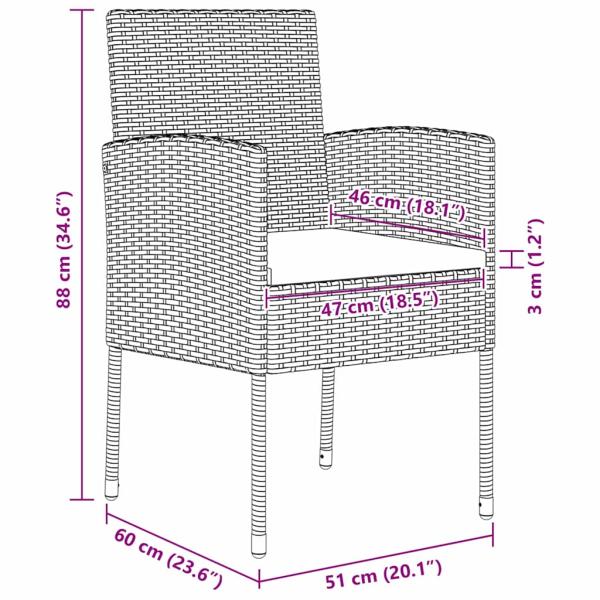 7-teiliges Garten-Essgruppenset mit Kissen Schwarz Poly-Rattan