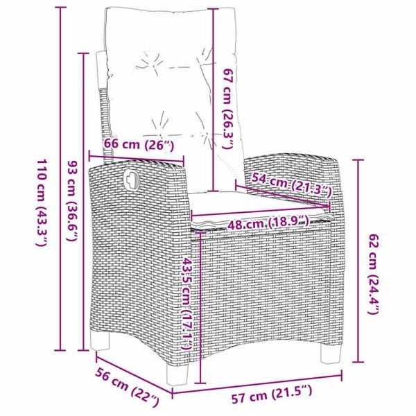 3-teiliges Garten-Esstischset mit Kissen Braun Poly Rattan