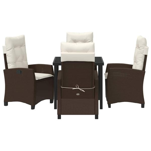 5-teiliges Gartenmöbelset mit Kissen in Braun aus Poly-Rattan