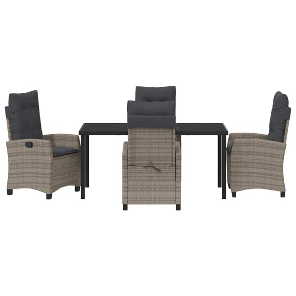 5-teiliges Garten-Dining-Set mit Kissen in Grau und Poly Rattan