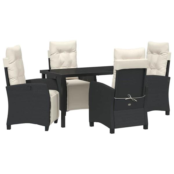 5-teiliges Garten-Esszimmer-Set Schwarzes Poly-Rattan