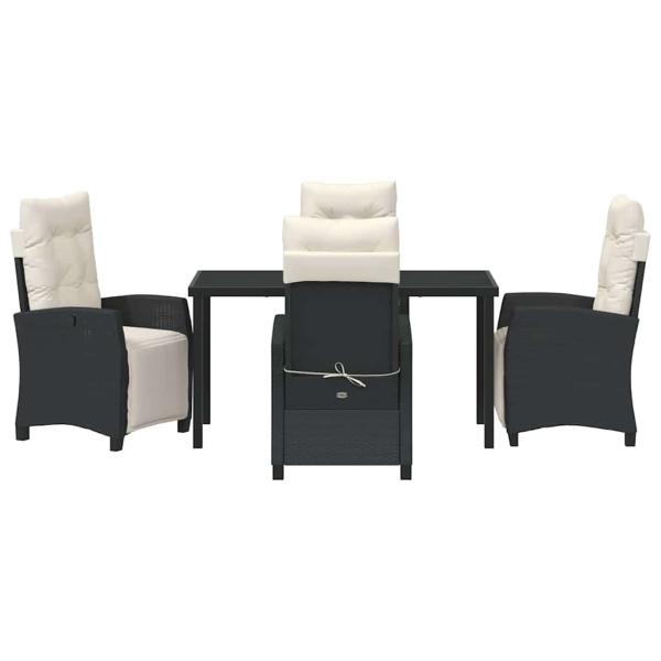 5-teiliges Garten-Esszimmer-Set Schwarzes Poly-Rattan