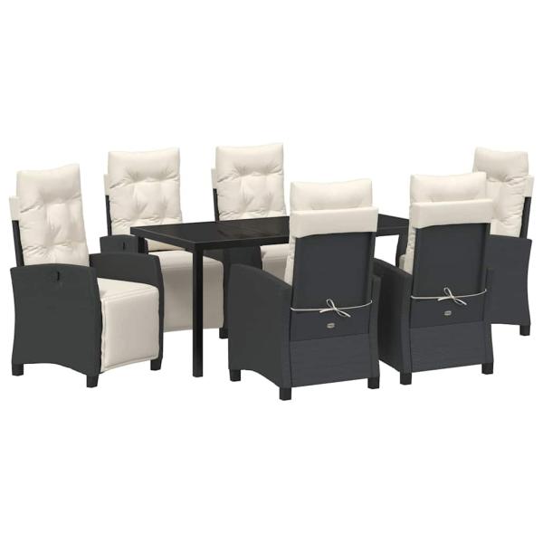 7-teiliges Garten-Dining-Set Schwarz Poly Rattan