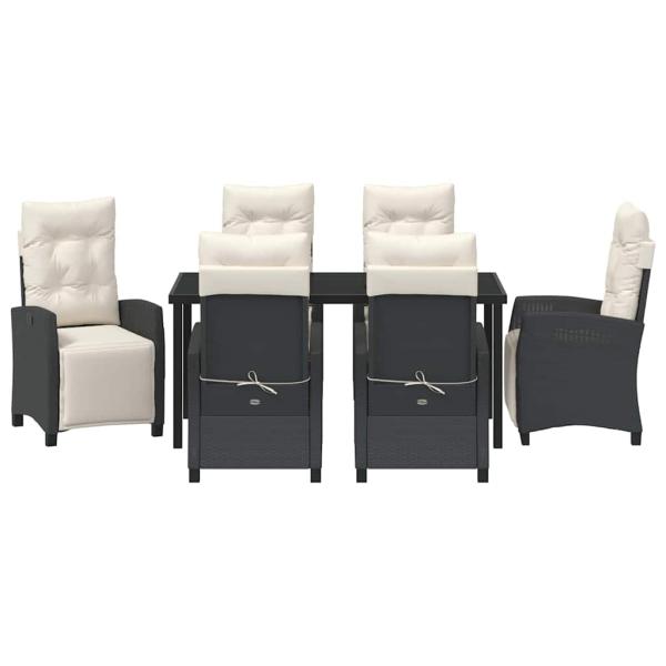 7-teiliges Garten-Dining-Set Schwarz Poly Rattan