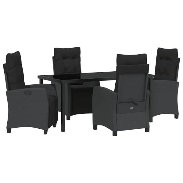 5-teiliges Garten-Dining-Set Schwarz Poly-Rattan