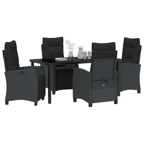 5-teiliges Garten-Dining-Set Schwarz Poly-Rattan