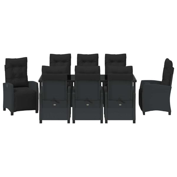 9-teiliges Garten-Dining-Set Schwarz Poly-Rattan