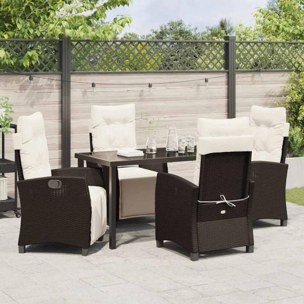 5-teiliges Garten-Esszimmer-Set Braun Poly-Rattan