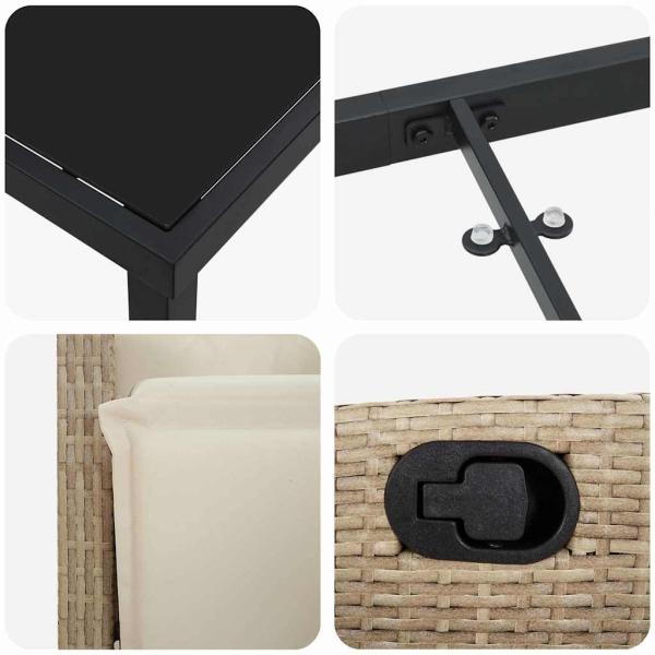 5-teiliges Garten-Essset in Beige, Poly-Rattan