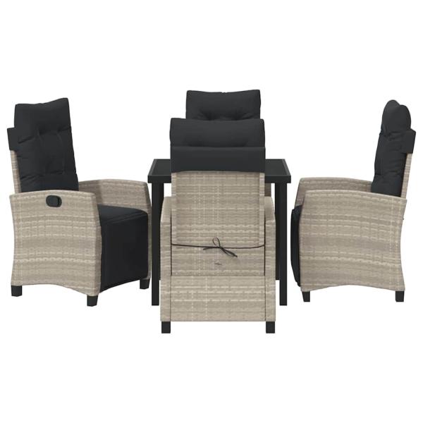 5-teiliges Garten Esszimmer Set Hellgrau Poly Rattan