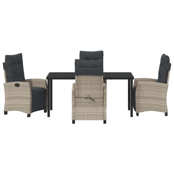 5-teiliges Garten-Dining-Set, hellgraues Poly-Rattan