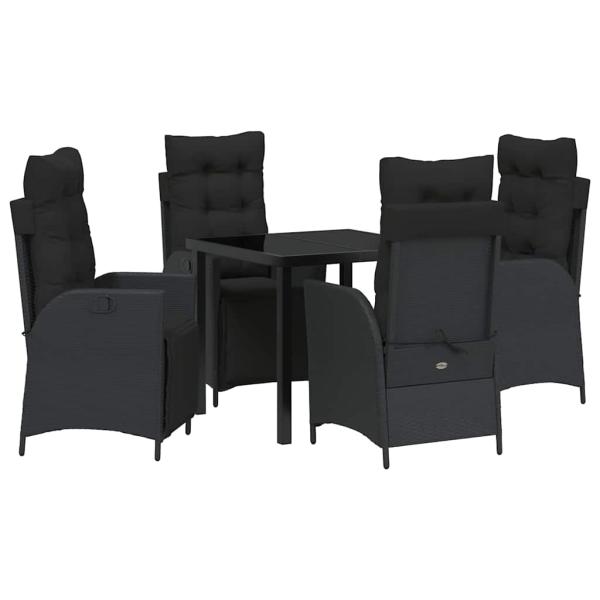 5-teiliges Garten-Dining-Set Schwarz Poly-Rattan