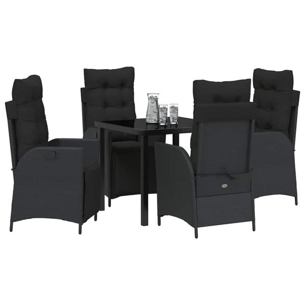 5-teiliges Garten-Dining-Set Schwarz Poly-Rattan
