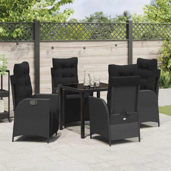 5-teiliges Garten-Dining-Set Schwarz Poly-Rattan