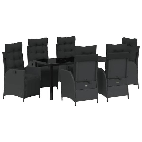7-teiliges Garten-Dining-Set Schwarz Poly-Rattan