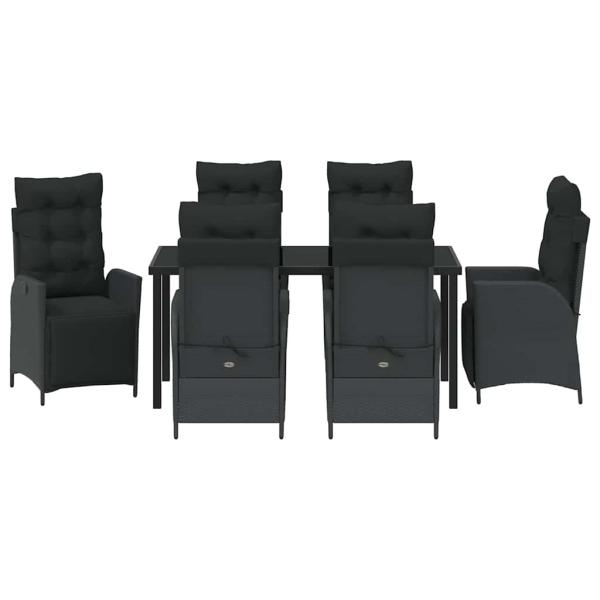 7-teiliges Garten-Dining-Set Schwarz Poly-Rattan