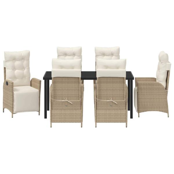 7-teiliges Garten-Dining-Set Beige Poly-Rattan