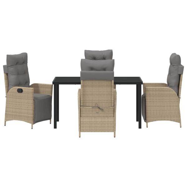 5-teiliges Garten-Dining-Set Beige Poly Rattan