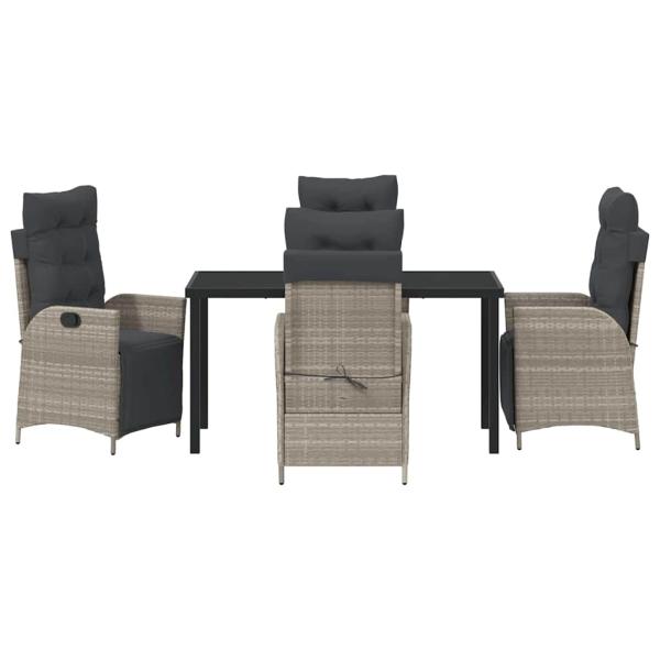5-teiliges Garten-Esszimmer-Set Hellgraues Poly-Rattan