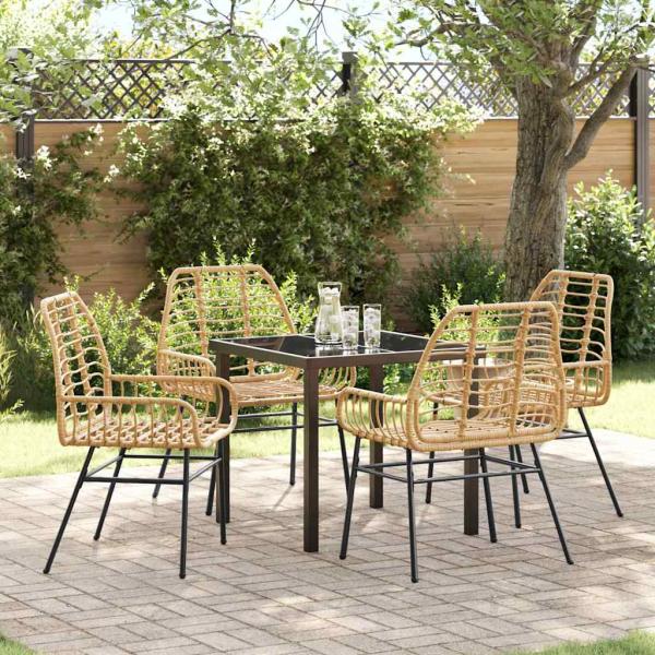 ARDEBO.de - 5-teiliges Garten-Essgruppe Braun Poly-Rattan