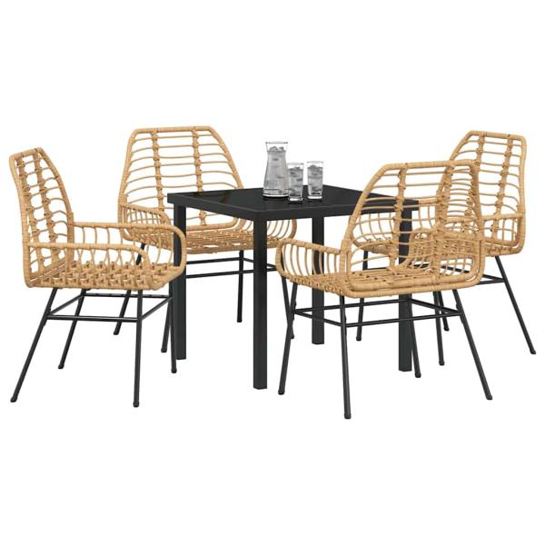 5-teiliges Garten-Essgruppe Braun Poly-Rattan