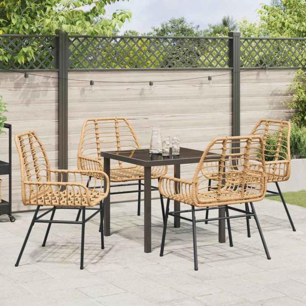 5-teiliges Garten-Essgruppe Braun Poly-Rattan