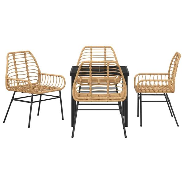 5-teiliges Garten-Essgruppe Braun Poly-Rattan