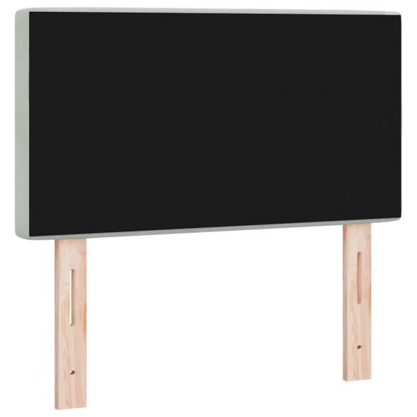 Kopfteil mit Kristallknöpfen, gesteppt, hellgrau, 80 cm, Samt