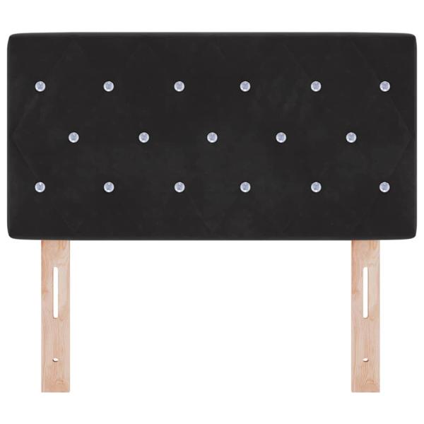 Kopfteil Kristallknopf Gepolstert Schwarz 80 cm Samt