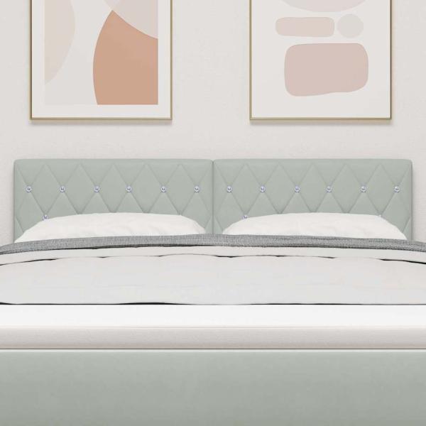 Kopfteil mit Kristallknöpfen, gesteppt, Hellgrau, 160 cm, Samt