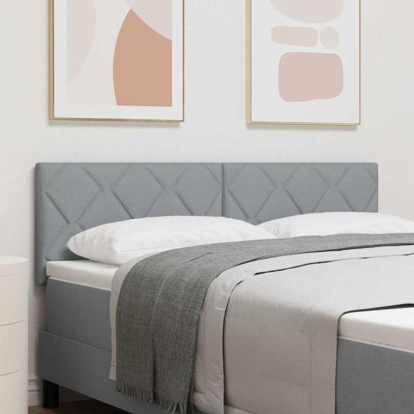 ARDEBO.de - Kopfteil Diamantblöcke Design Hellgrau 160 cm Stoff