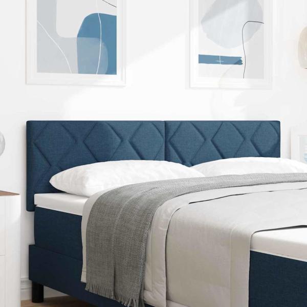 ARDEBO.de - Kopfteil mit Diamantblockdesign Blau 160 cm Stoff