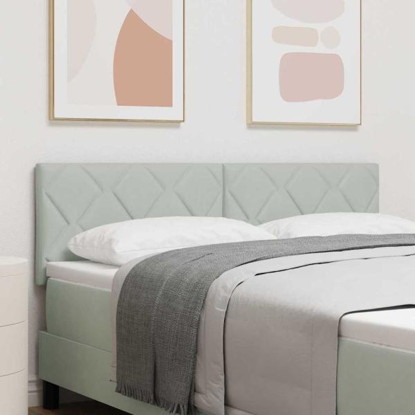 ARDEBO.de - Kopfteil mit Diamantblockdesign Hellgrau 160 cm Samt