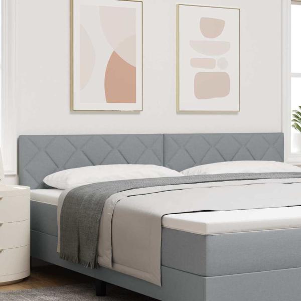 ARDEBO.de - Kopfteil Diamantblockdesign Hellgrau 200 cm Stoff