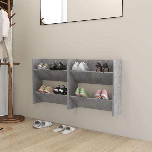 ARDEBO.de - Wand-Schuhschränke 2 Stk. Betongrau 60x18x60 cm Holzwerkstoff