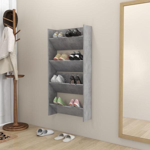 Wand-Schuhschränke 2 Stk. Betongrau 60x18x60 cm Holzwerkstoff