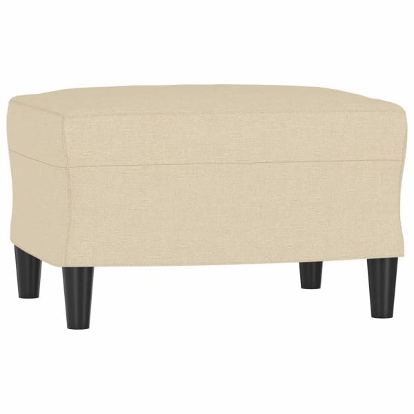 3-Sitzer-Sofa mit Hocker Creme 180 cm Stoff