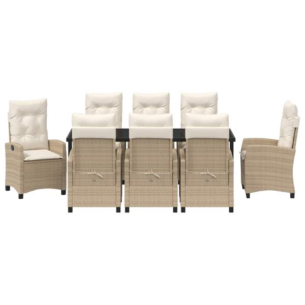 Garten Essgruppe mit Kissen 9 pcs Beige Poly-Rattan
