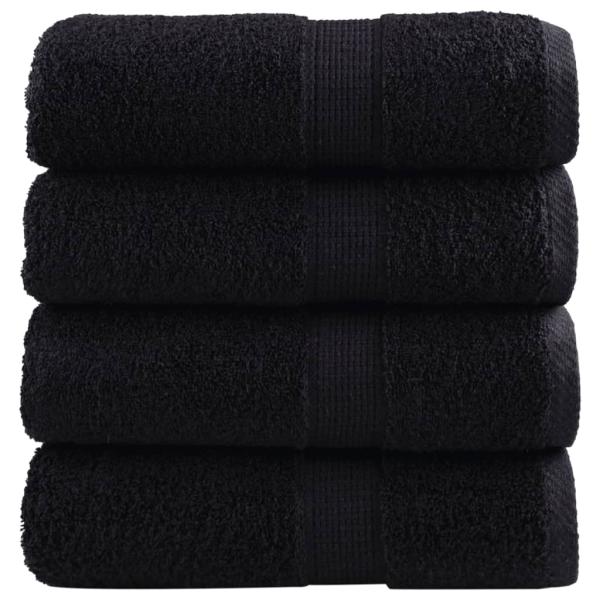 ARDEBO.de - Premium-Gästetücher SOLUND 4 Stk. Schwarz 30x50 cm 600 g/m²