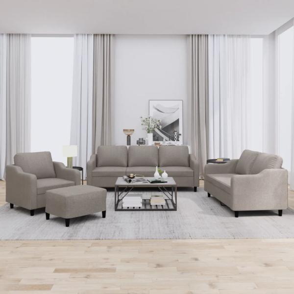 ARDEBO.de - 4-tlg. Sofagarnitur mit Kissen Taupe Stoff