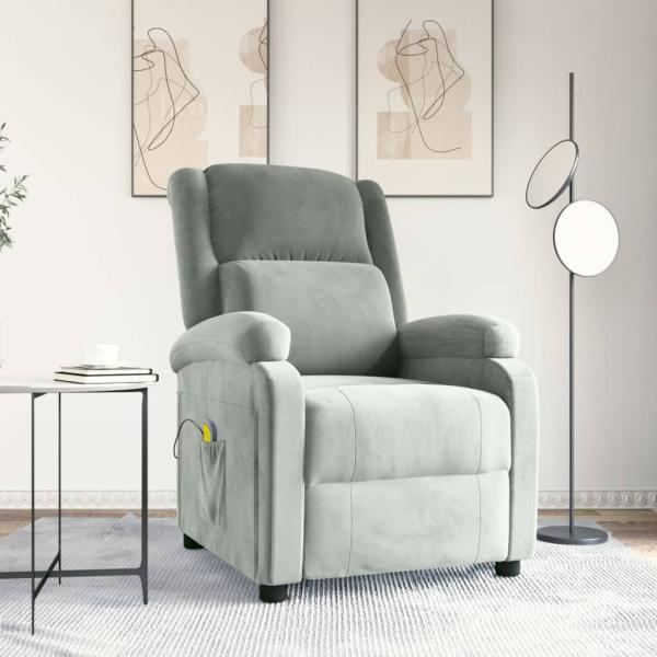 ARDEBO.de - Massagesessel Hellgrau Samt