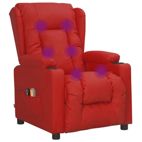 Massagesessel Elektrisch Weinrot Kunstleder