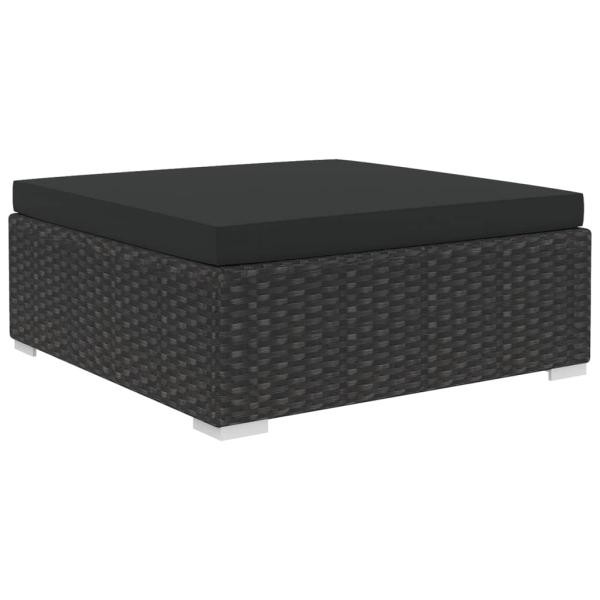5-tlg. Garten-Lounge-Set mit Auflagen Poly Rattan Schwarz