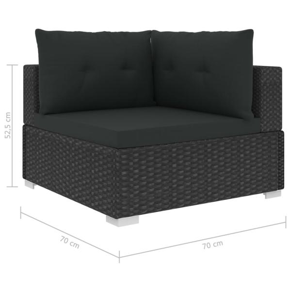 5-tlg. Garten-Lounge-Set mit Auflagen Poly Rattan Schwarz