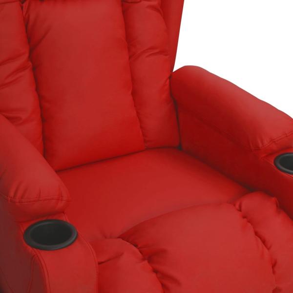 Massagesessel mit Aufstehhilfe Weinrot Kunstleder