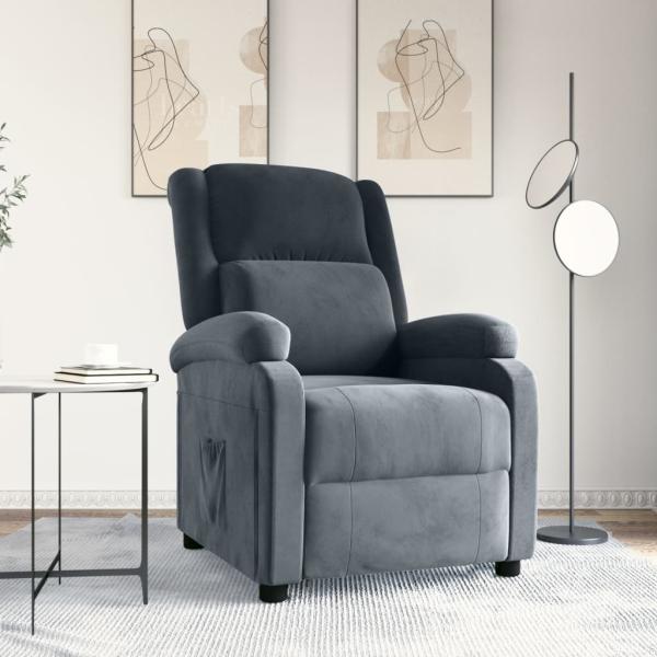 ARDEBO.de - Relaxsessel Dunkelgrau Samt