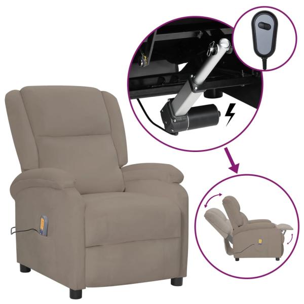 Massagesessel Elektrisch Hellgrau Samt