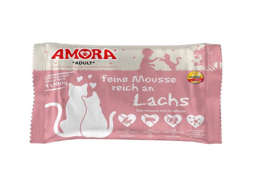 ARDEBO.de AMORA Cat PB Flowpack feine Mousse reich an Lachs 4x100g