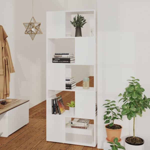 ARDEBO.de - Bücherregal Raumteiler Weiß 60x24x155 Holzwerkstoff